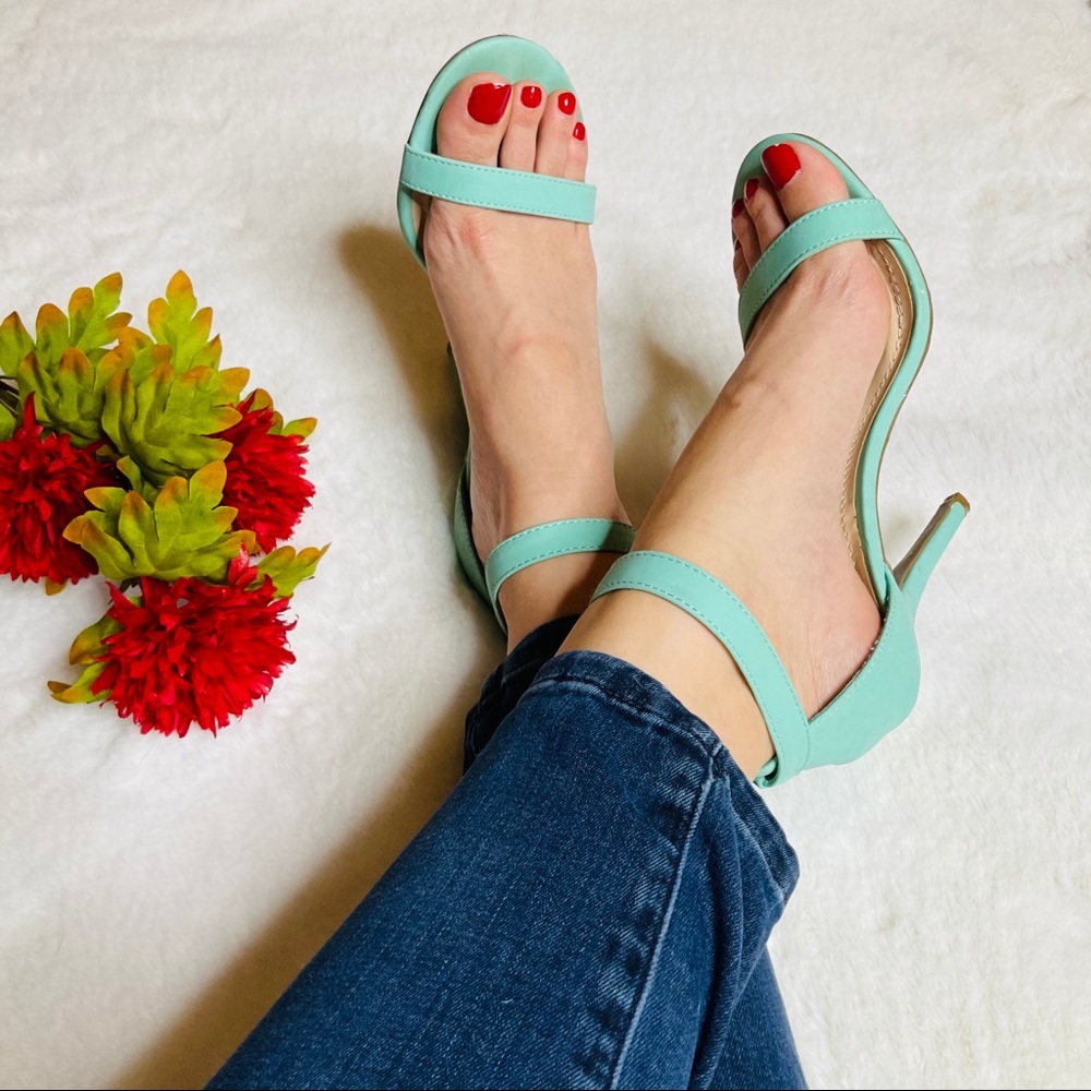 Turquoise Skinny Strap Heels